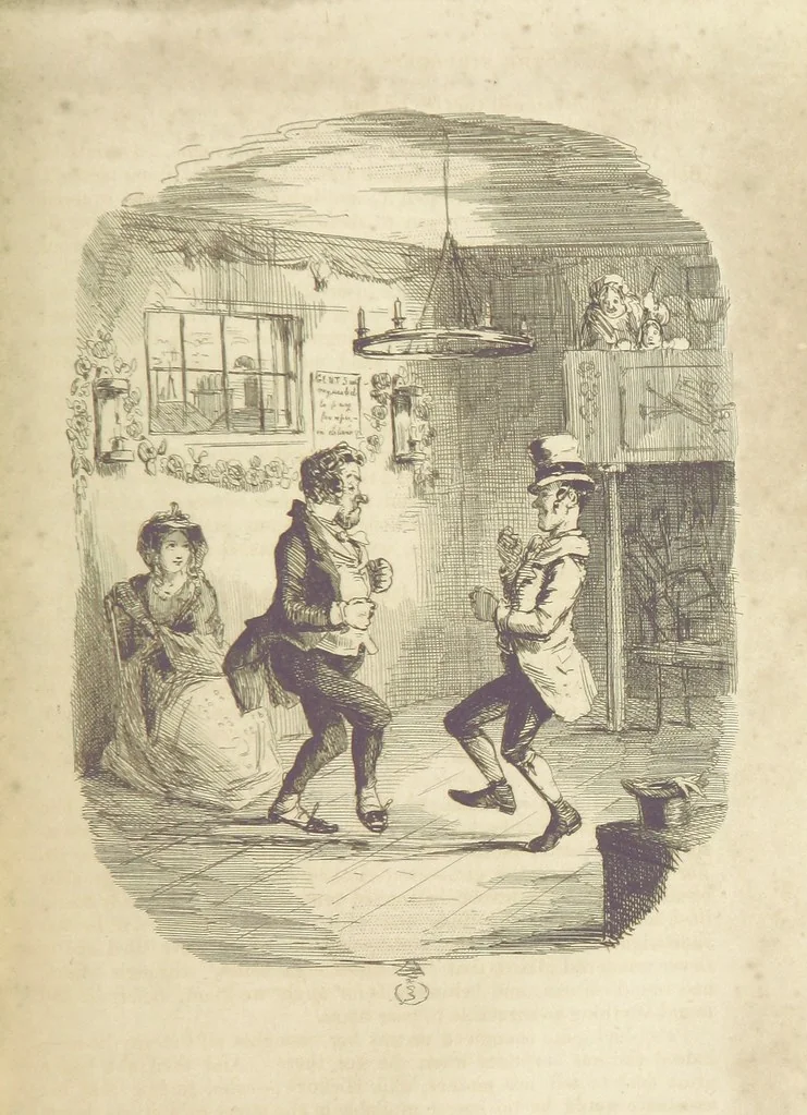 An illustration from The Struggles and Adventures of Christopher Tadpole at home and abroad. Illustrated by Leech, 1848, leaf 349