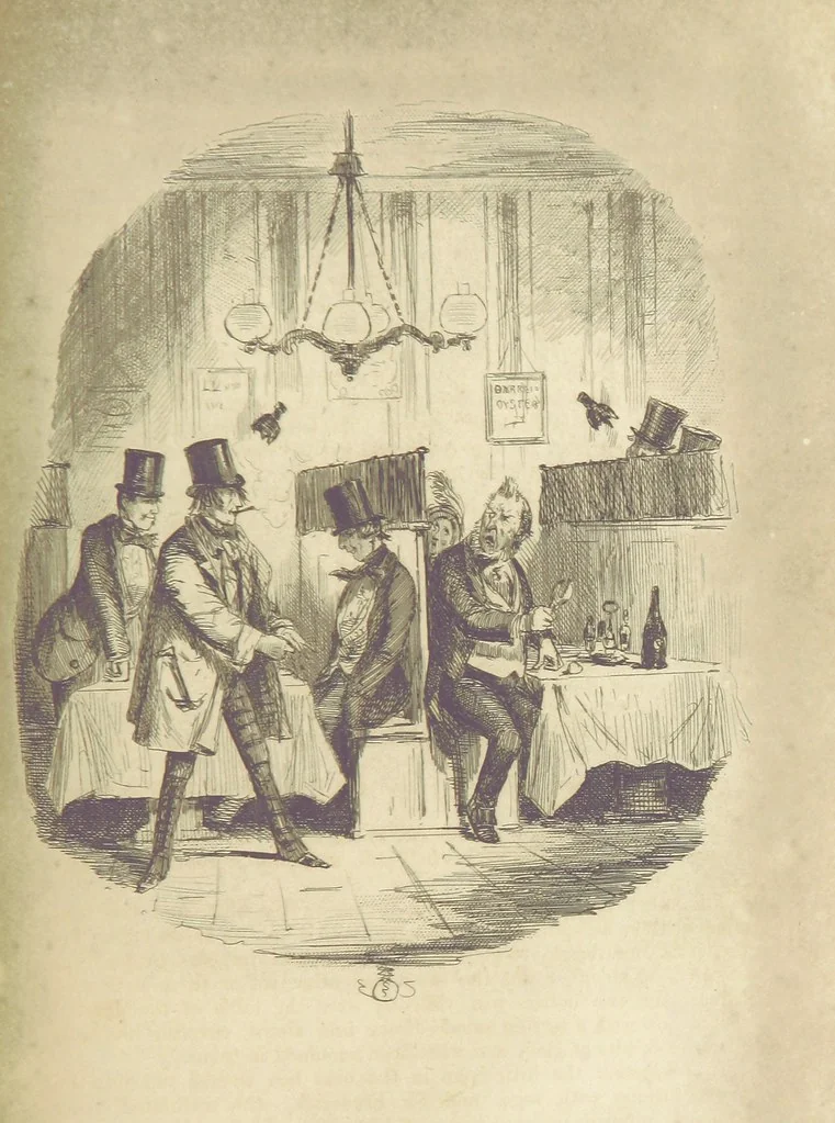 An illustration from The Struggles and Adventures of Christopher Tadpole at home and abroad. Illustrated by Leech, 1848, leaf 423