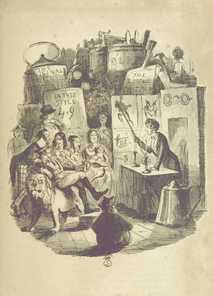 An illustration from The Struggles and Adventures of Christopher Tadpole at home and abroad. Illustrated by Leech, 1848, leaf 453