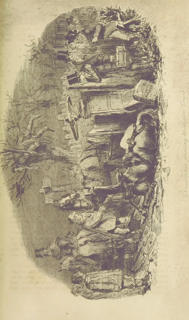An illustration from The Struggles and Adventures of Christopher Tadpole at home and abroad. Illustrated by Leech, 1848, leaf 561