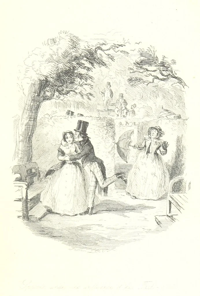 An illustration from The Struggles and Adventures of Christopher Tadpole at home and abroad. Illustrated by Leech, 1864, leaf 141