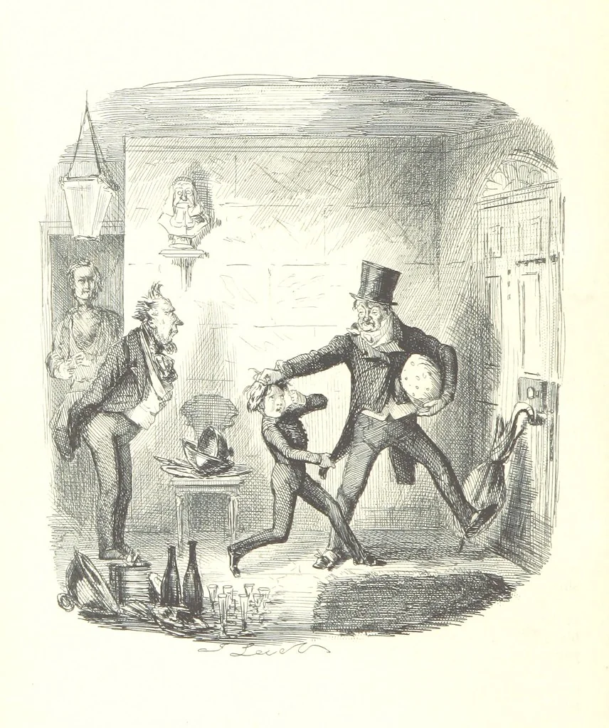 An illustration from The Struggles and Adventures of Christopher Tadpole at home and abroad. Illustrated by Leech, 1864, leaf 230