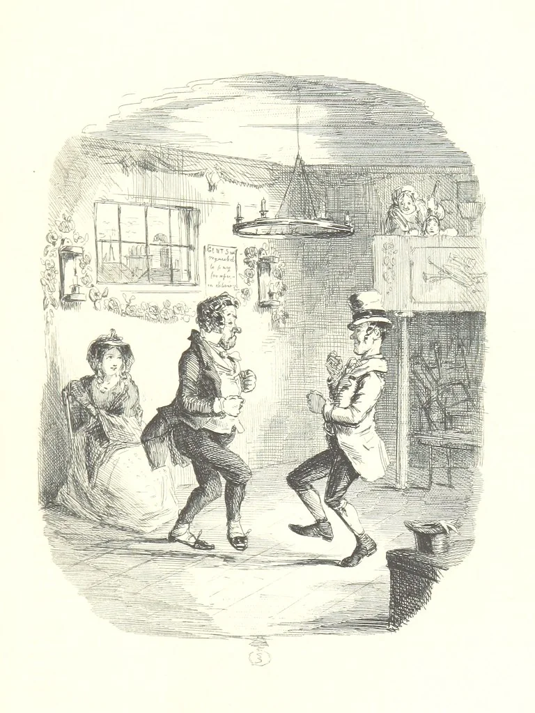 An illustration from The Struggles and Adventures of Christopher Tadpole at home and abroad. Illustrated by Leech, 1864, leaf 335