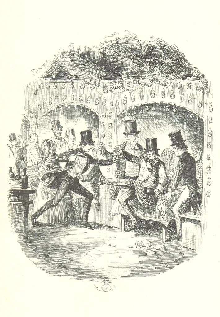 An illustration from The Struggles and Adventures of Christopher Tadpole at home and abroad. Illustrated by Leech, 1864, leaf 395