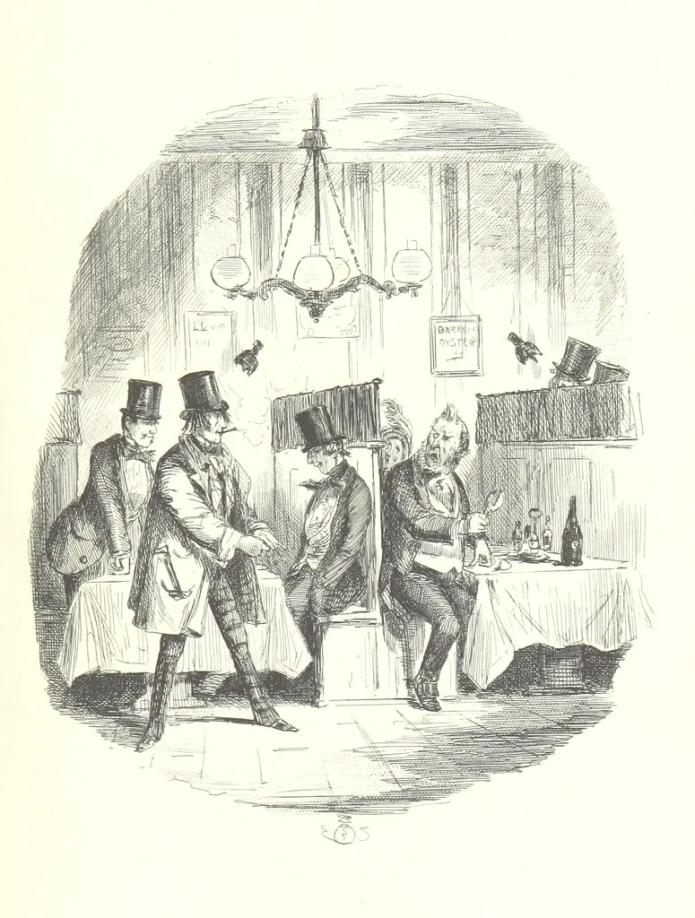 An illustration from The Struggles and Adventures of Christopher Tadpole at home and abroad. Illustrated by Leech, 1864, leaf 409
