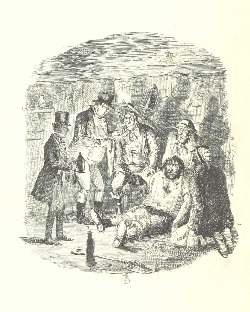 An illustration from The Struggles and Adventures of Christopher Tadpole at home and abroad. Illustrated by Leech, 1864, leaf 460
