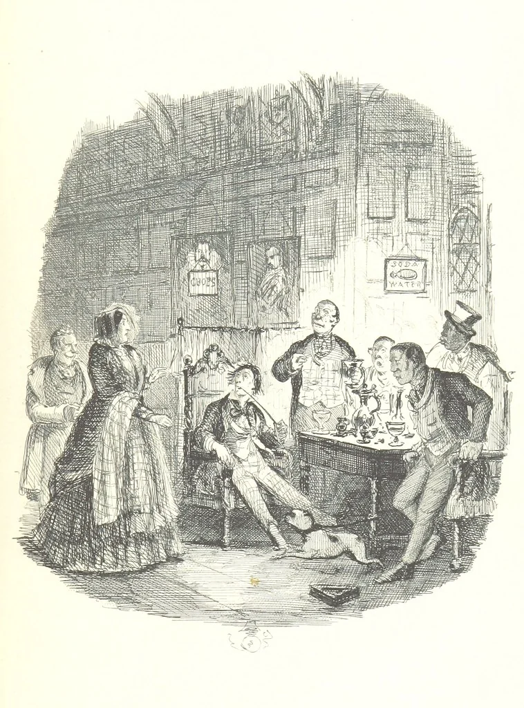 An illustration from The Struggles and Adventures of Christopher Tadpole at home and abroad. Illustrated by Leech, 1864, leaf 487