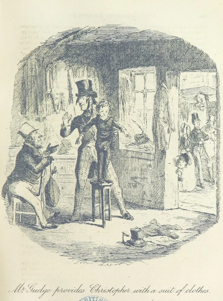 An illustration from The Struggles and Adventures of Christopher Tadpole at home and abroad. Illustrated by Leech, 1893, leaf 163