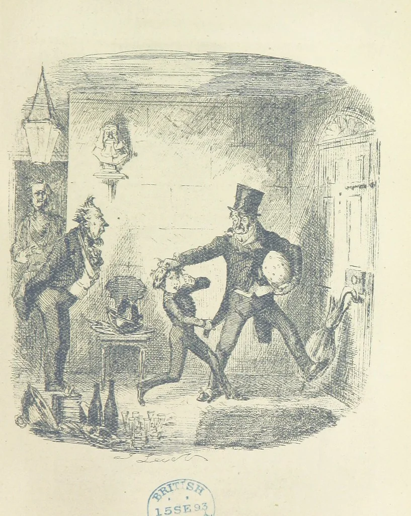 An illustration from The Struggles and Adventures of Christopher Tadpole at home and abroad. Illustrated by Leech, 1893, leaf 199