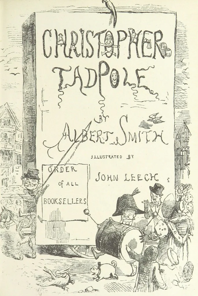 An illustration from The Struggles and Adventures of Christopher Tadpole at home and abroad. Illustrated by Leech, 1893, leaf 7