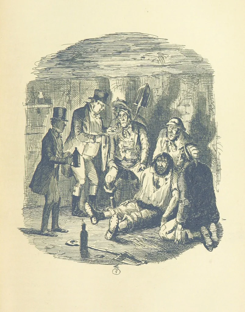 An illustration from The Struggle and Adventures of Christopher Tadpole ... With 26 etchings by J. Leech, and a biographical sketch of the author [by Edmund Yates, 1897, leaf 579
