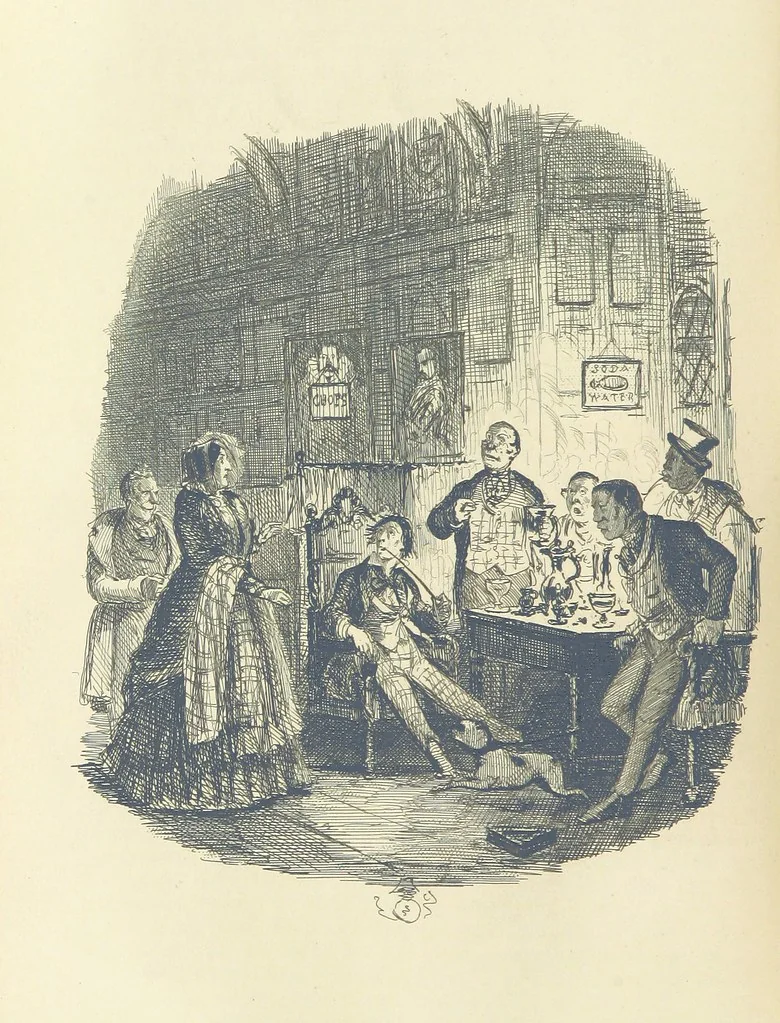 An illustration from The Struggle and Adventures of Christopher Tadpole ... With 26 etchings by J. Leech, and a biographical sketch of the author [by Edmund Yates, 1897, leaf 614