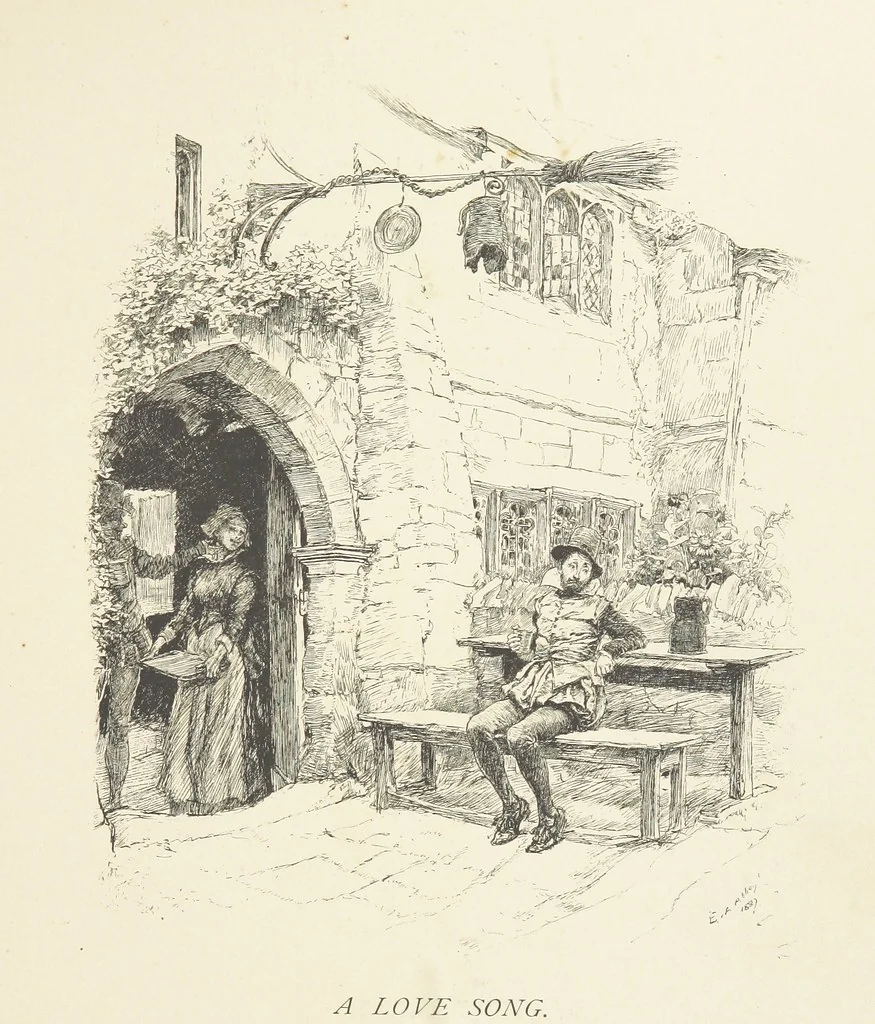 An illustration from Old Songs. With drawings by E. A. Abbey and Alfred Parsons, 1889, leaf 17