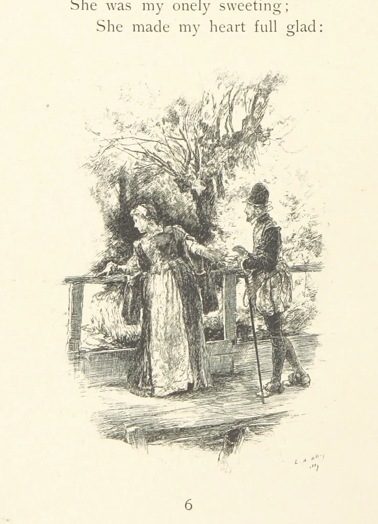 An illustration from Old Songs. With drawings by E. A. Abbey and Alfred Parsons, 1889, leaf 20