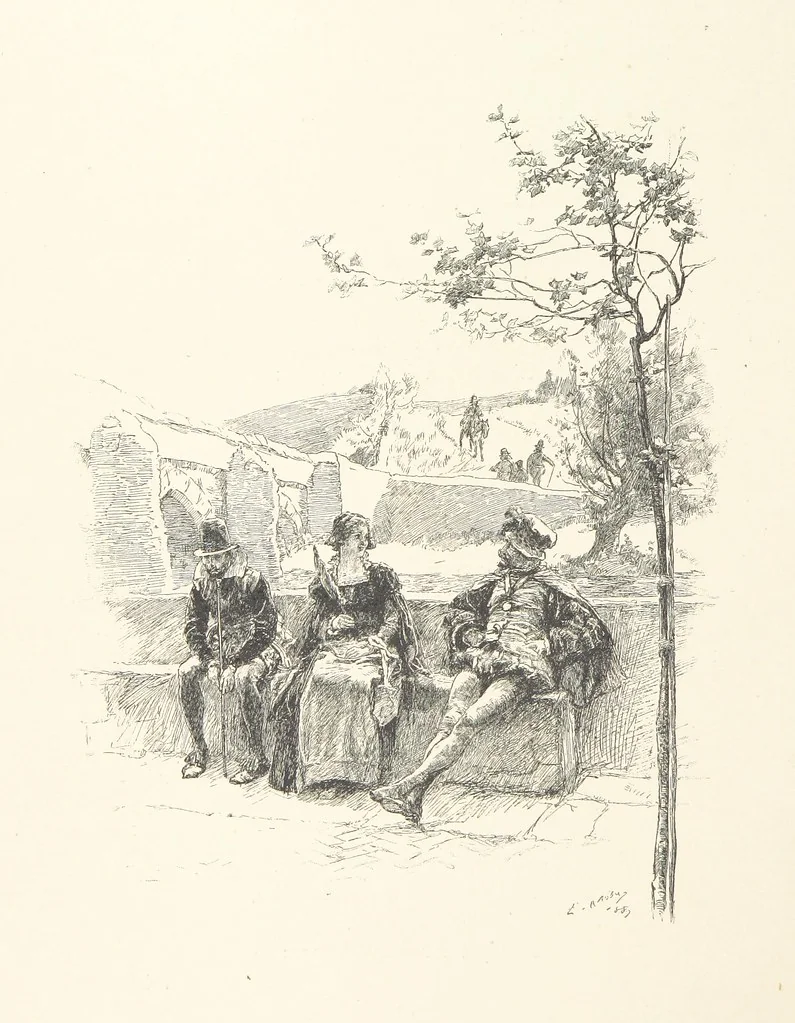 An illustration from Old Songs. With drawings by E. A. Abbey and Alfred Parsons, 1889, leaf 26