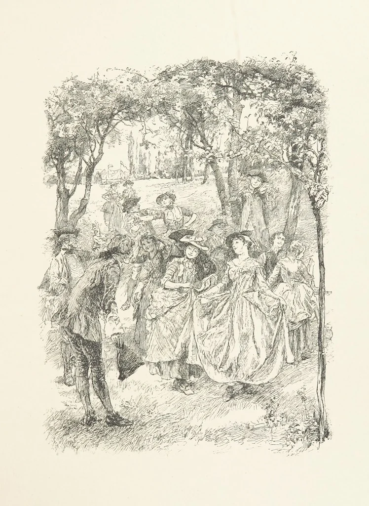 An illustration from Old Songs. With drawings by E. A. Abbey and Alfred Parsons, 1889, leaf 39