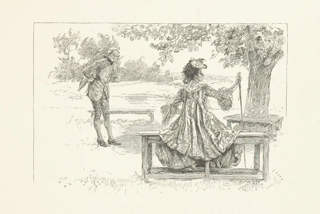 An illustration from Old Songs. With drawings by E. A. Abbey and Alfred Parsons, 1889, leaf 43