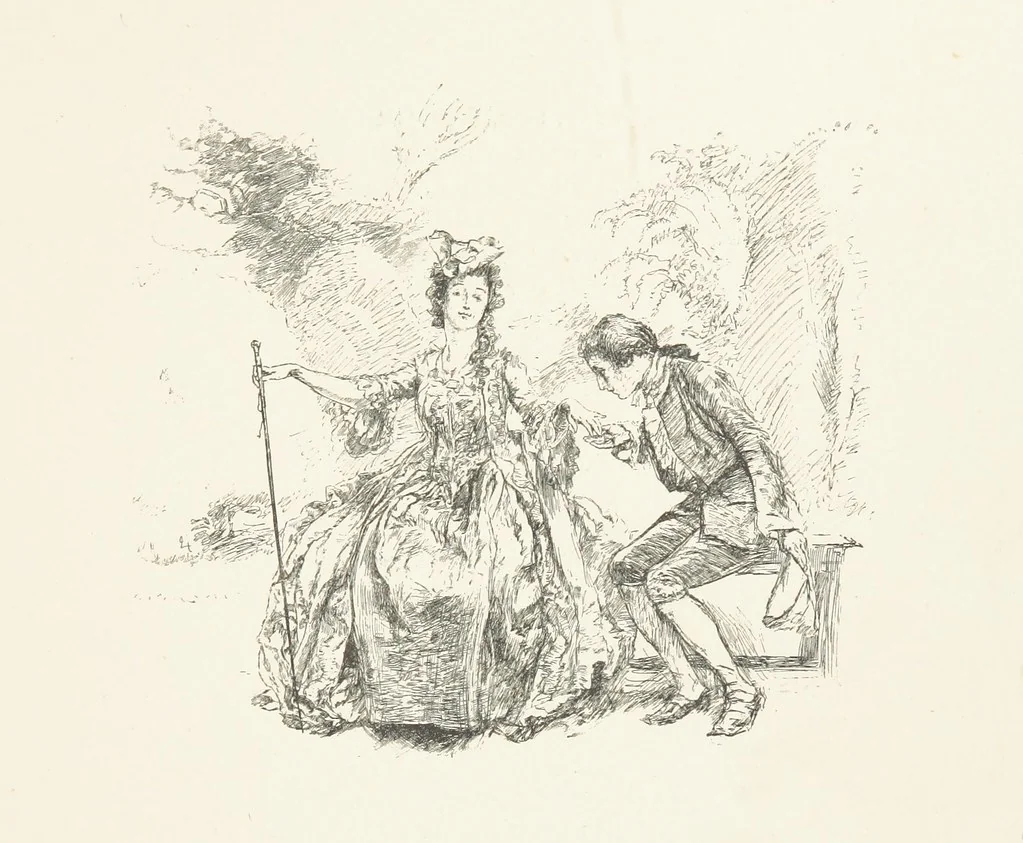 An illustration from Old Songs. With drawings by E. A. Abbey and Alfred Parsons, 1889, leaf 45