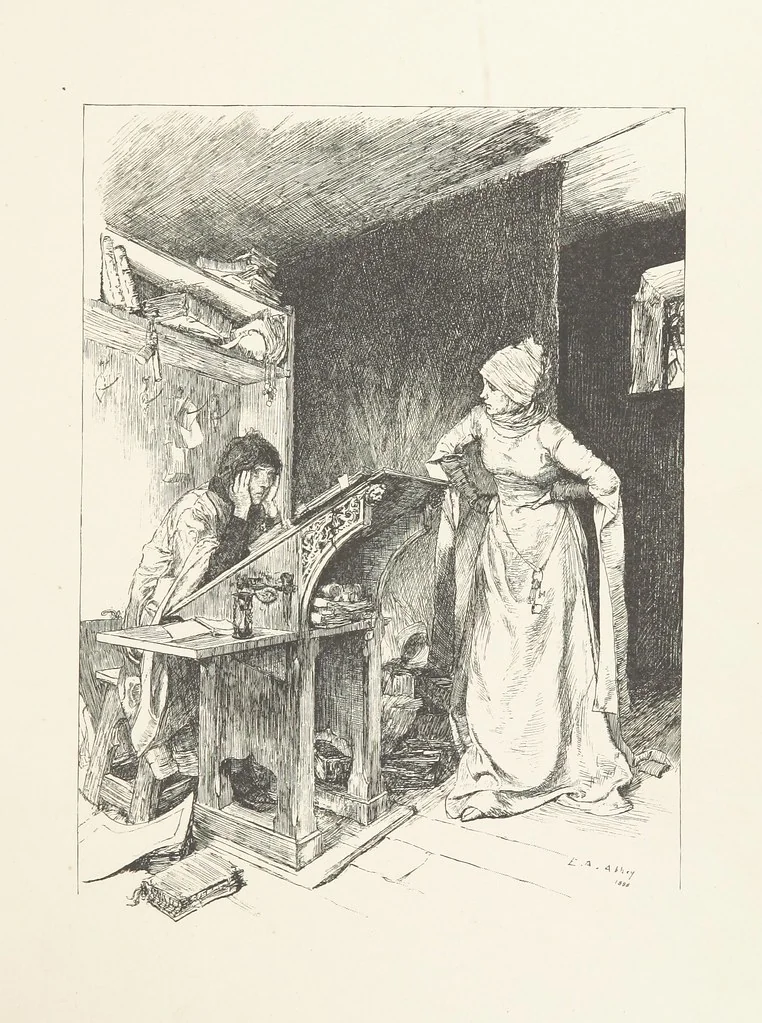 An illustration from Old Songs. With drawings by E. A. Abbey and Alfred Parsons, 1889, leaf 49