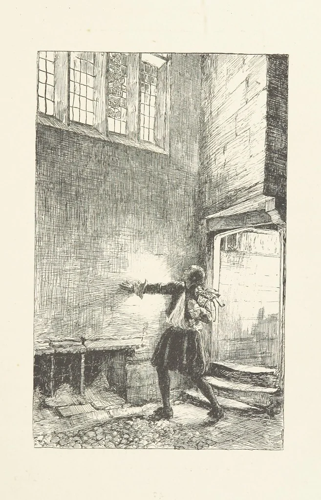 An illustration from Old Songs. With drawings by E. A. Abbey and Alfred Parsons, 1889, leaf 55