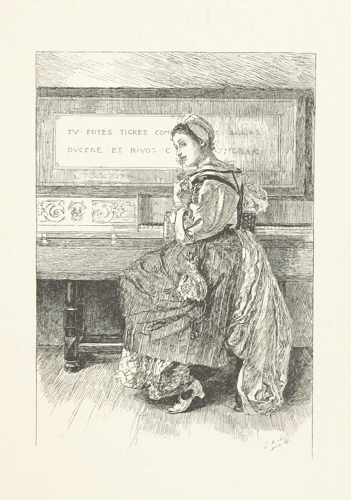 An illustration from Old Songs. With drawings by E. A. Abbey and Alfred Parsons, 1889, leaf 65