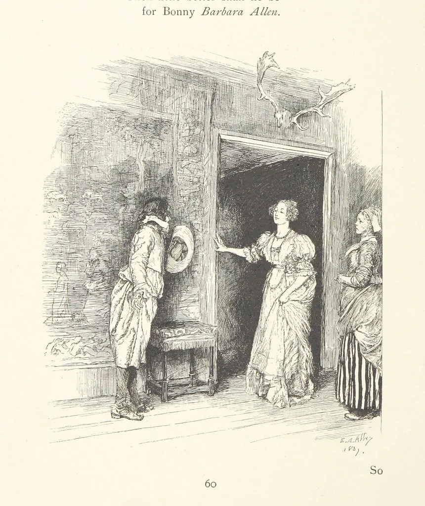An illustration from Old Songs. With drawings by E. A. Abbey and Alfred Parsons, 1889, leaf 74