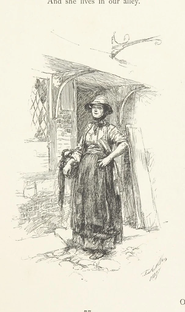 An illustration from Old Songs. With drawings by E. A. Abbey and Alfred Parsons, 1889, leaf 91