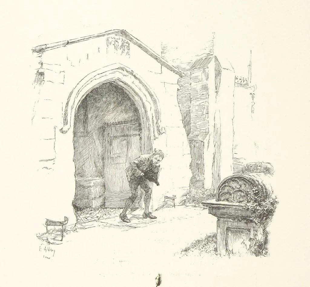 An illustration from Old Songs. With drawings by E. A. Abbey and Alfred Parsons, 1889, leaf 96