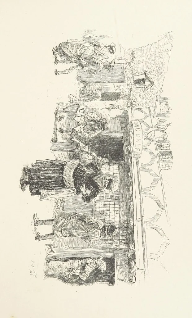An illustration from Old Songs. With drawings by E. A. Abbey and Alfred Parsons, 1889, leaf 97