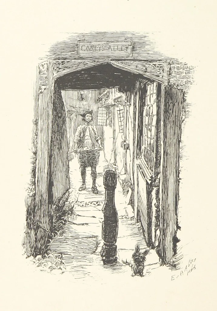 An illustration from Old Songs. With drawings by E. A. Abbey and Alfred Parsons, 1889, leaf 98