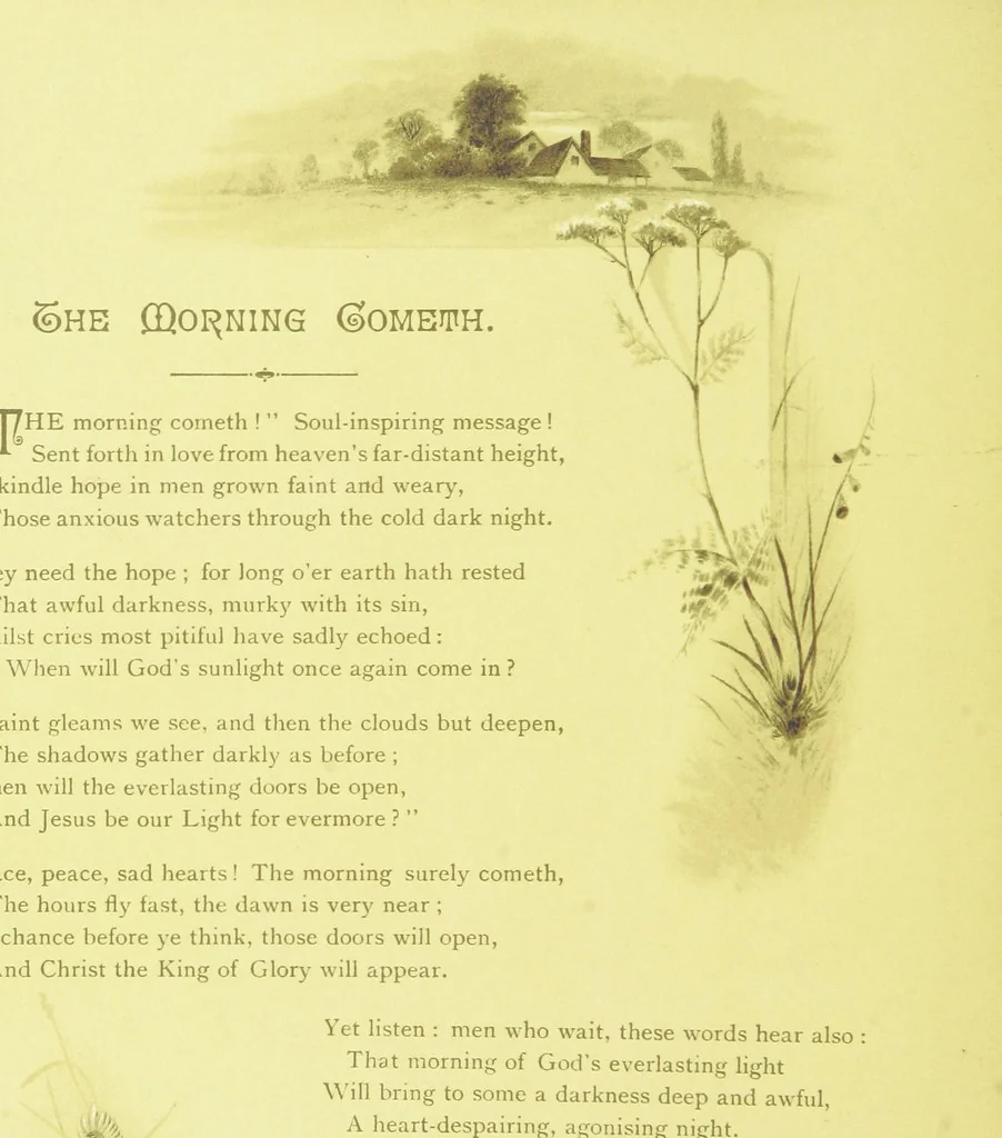 An illustration from Songs of the Dawn: selection from the poems of Horatius Bonar, Charlotte Murray and others, 1887, leaf 20