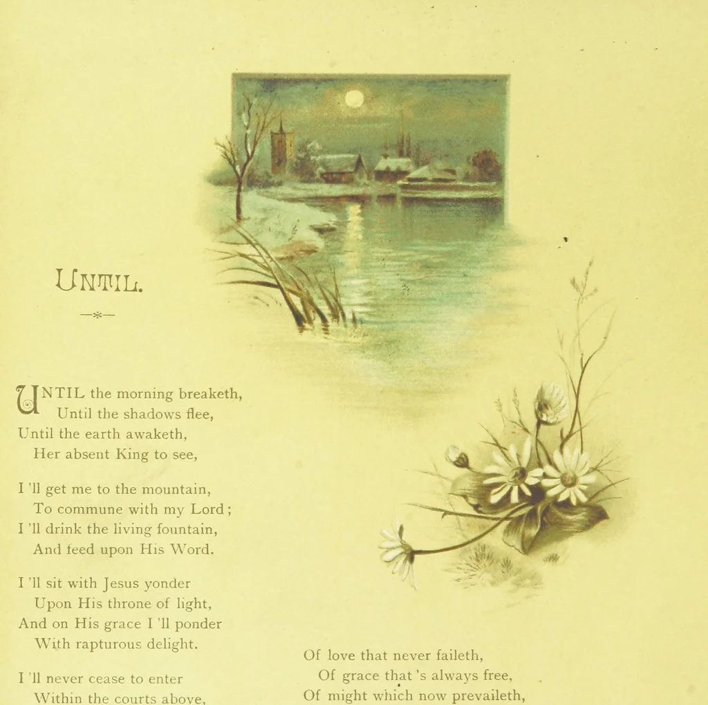 An illustration from Songs of the Dawn: selection from the poems of Horatius Bonar, Charlotte Murray and others, 1887, leaf 30