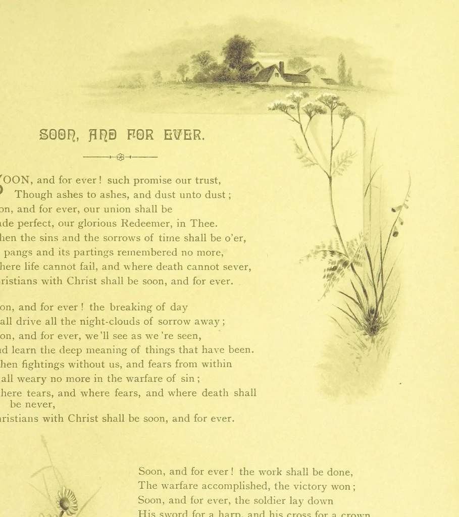 An illustration from Songs of the Dawn: selection from the poems of Horatius Bonar, Charlotte Murray and others, 1887, leaf 33