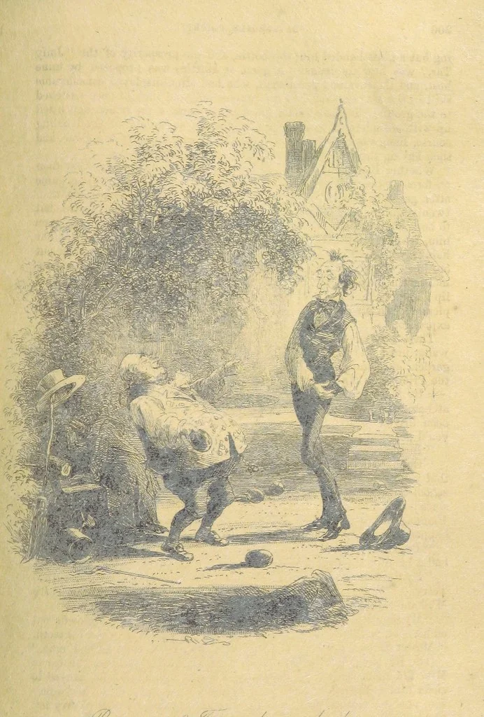 An illustration from Samuel Sowerby: or, doings at Ravensdale Priory. By the author of “Captain Bolis.” Illustrated with ... engravings, by “Phiz.”, 1845, leaf 235