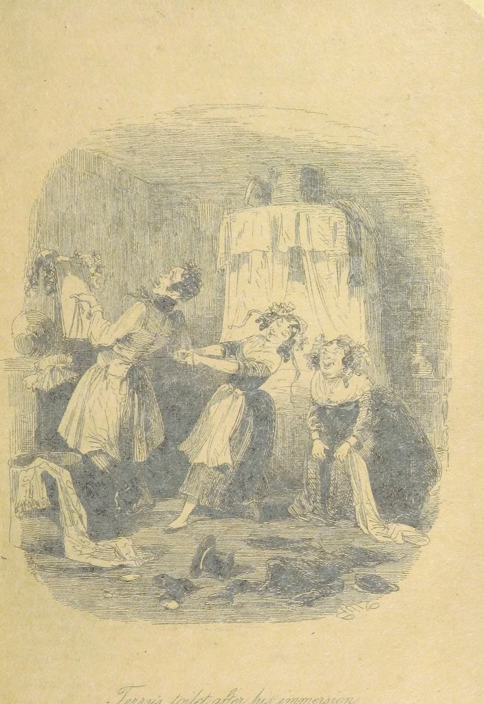 An illustration from Samuel Sowerby: or, doings at Ravensdale Priory. By the author of “Captain Bolis.” Illustrated with ... engravings, by “Phiz.”, 1845, leaf 27