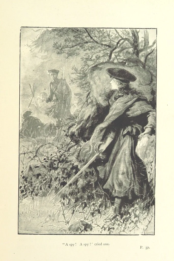 An illustration from Shoulder to Shoulder: a story of the stirring times of old, 1896, leaf 63