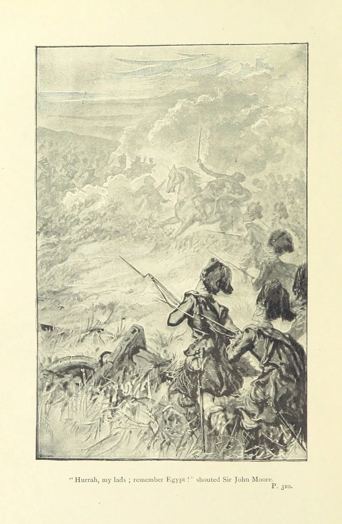 An illustration from Shoulder to Shoulder: a story of the stirring times of old, 1896, leaf 8