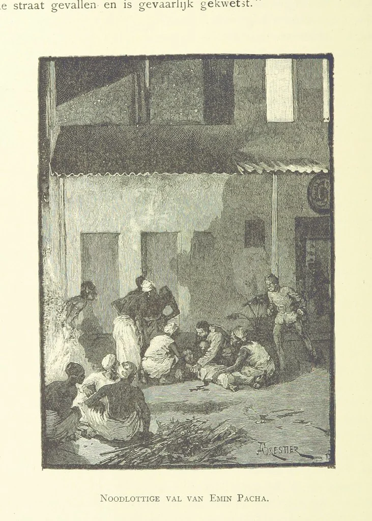 An illustration from Stanley in Afrika's donkere wildernissen, etc. [Translated from “In Darkest Afrika” by H. Tiedeman, 1890, leaf 1166