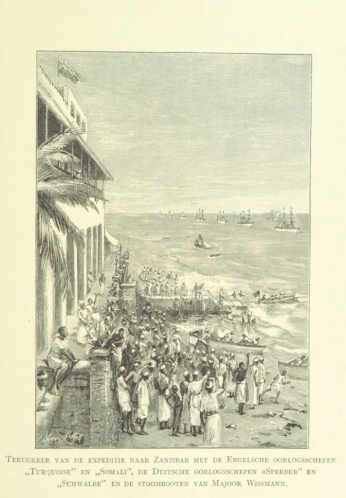 An illustration from Stanley in Afrika's donkere wildernissen, etc. [Translated from “In Darkest Afrika” by H. Tiedeman, 1890, leaf 1171