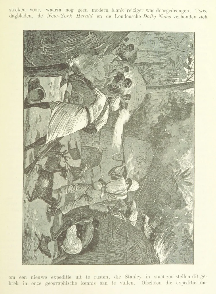 An illustration from Stanley in Afrika's donkere wildernissen, etc. [Translated from “In Darkest Afrika” by H. Tiedeman, 1890, leaf 1225