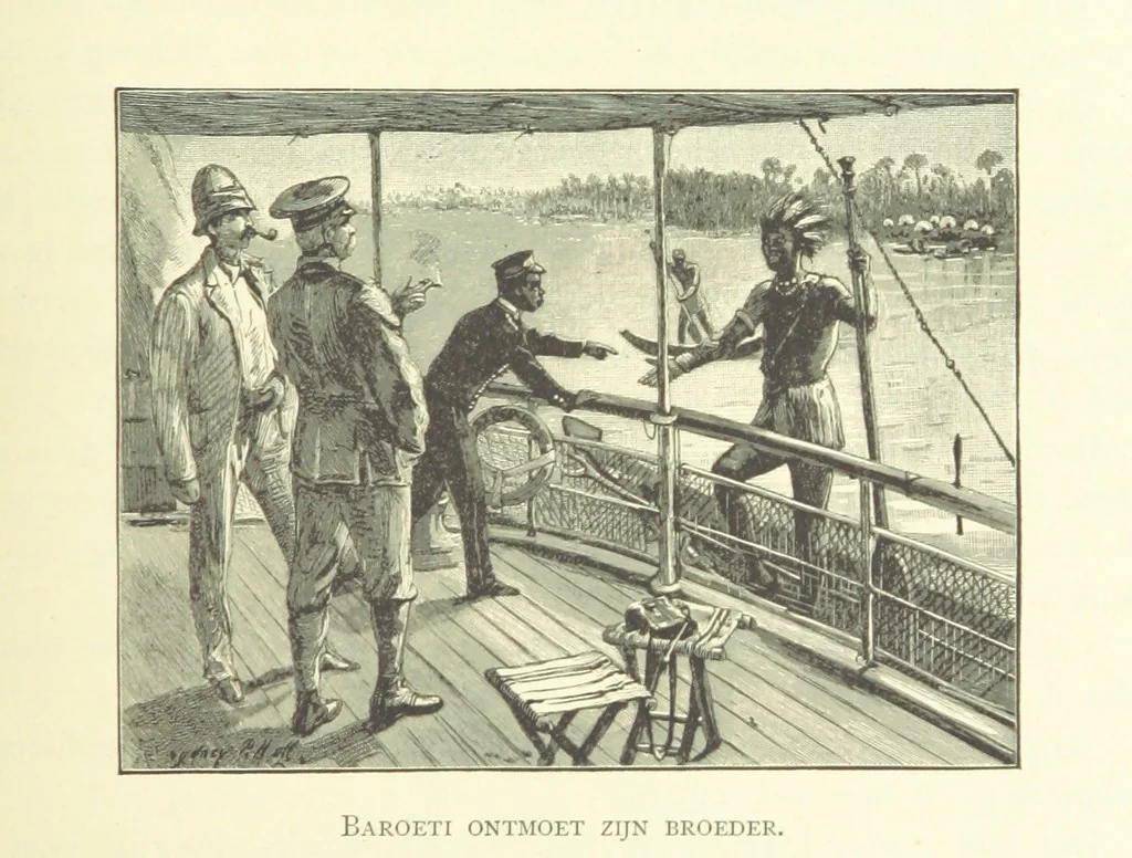 An illustration from Stanley in Afrika's donkere wildernissen, etc. [Translated from “In Darkest Afrika” by H. Tiedeman, 1890, leaf 143