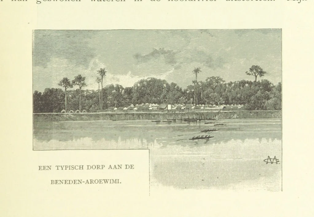 An illustration from Stanley in Afrika's donkere wildernissen, etc. [Translated from “In Darkest Afrika” by H. Tiedeman, 1890, leaf 147
