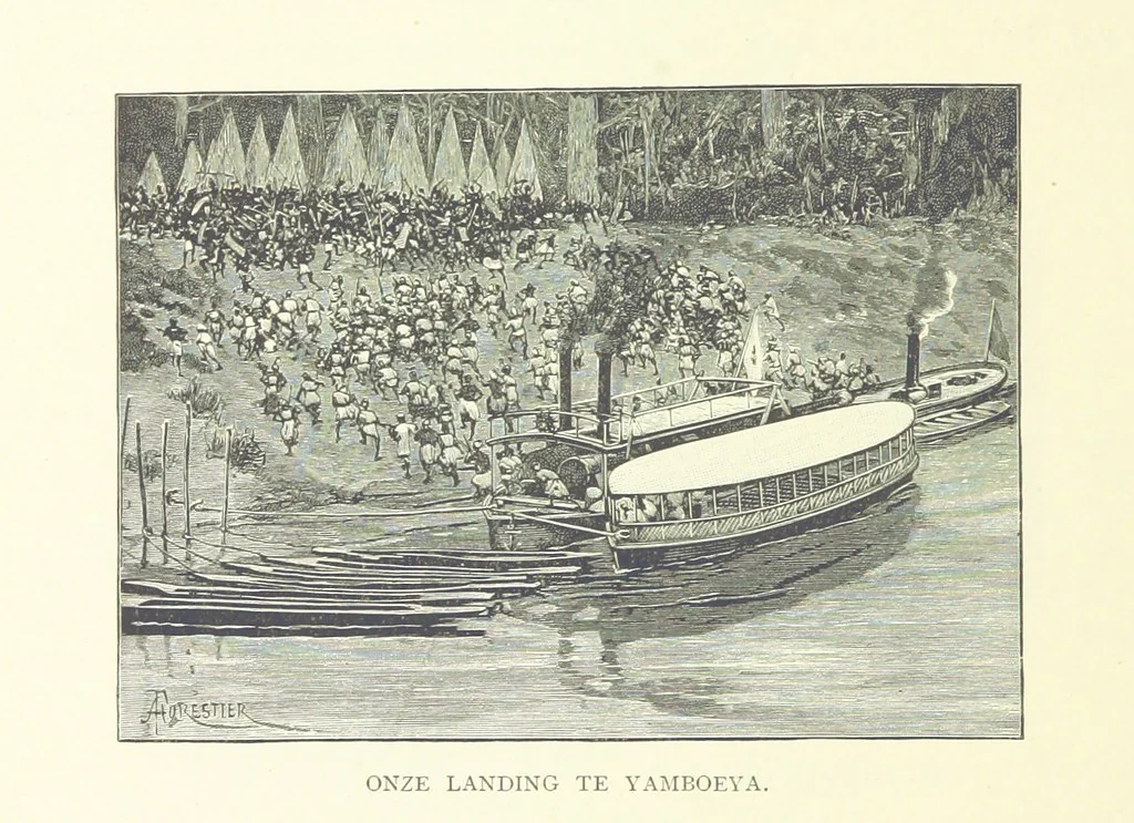 An illustration from Stanley in Afrika's donkere wildernissen, etc. [Translated from “In Darkest Afrika” by H. Tiedeman, 1890, leaf 148