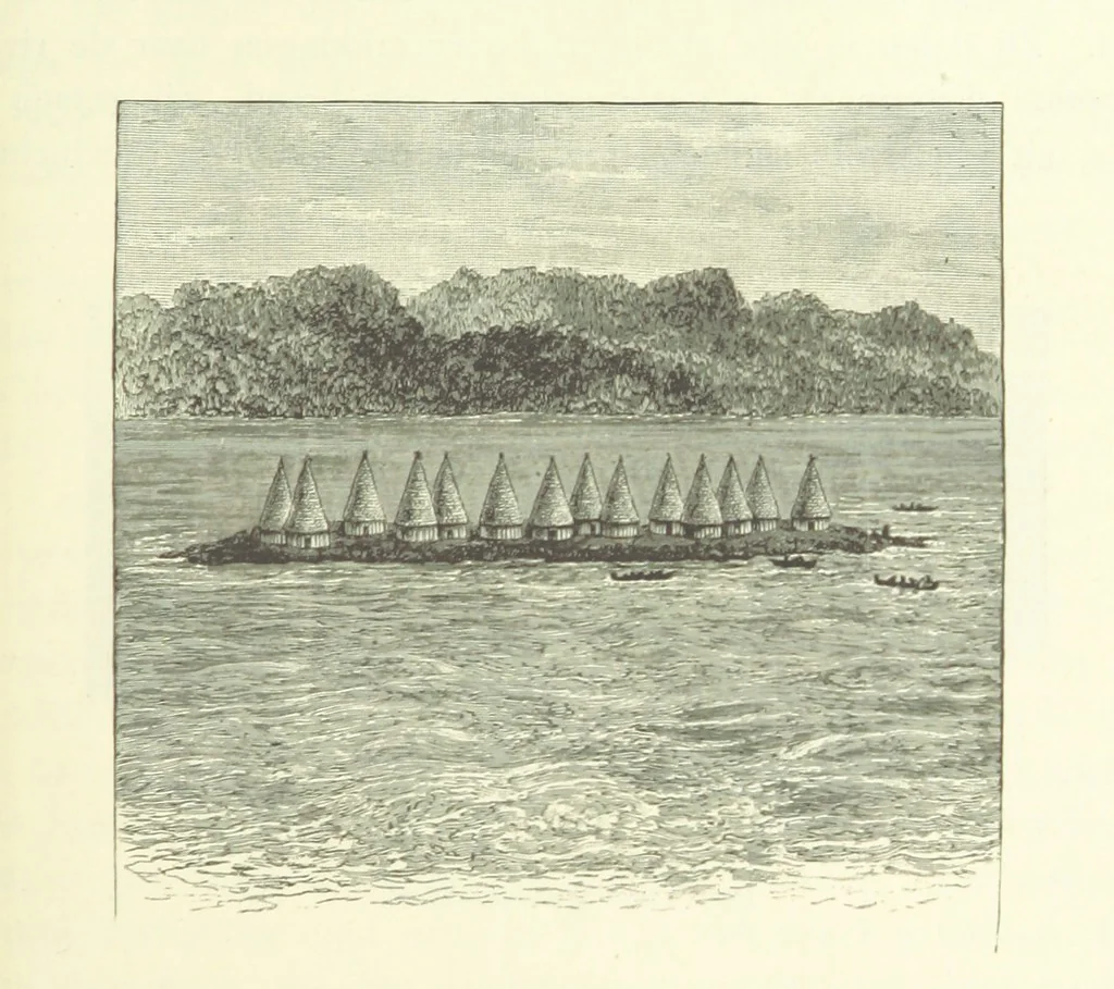 An illustration from Stanley in Afrika's donkere wildernissen, etc. [Translated from “In Darkest Afrika” by H. Tiedeman, 1890, leaf 213
