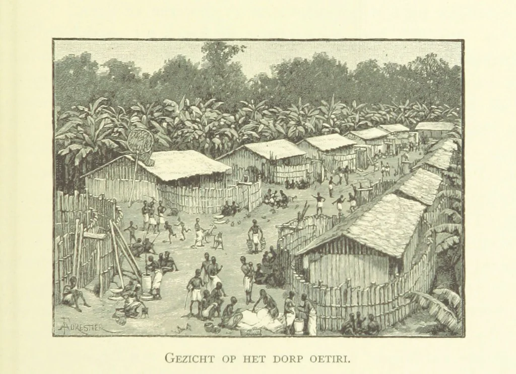 An illustration from Stanley in Afrika's donkere wildernissen, etc. [Translated from “In Darkest Afrika” by H. Tiedeman, 1890, leaf 217