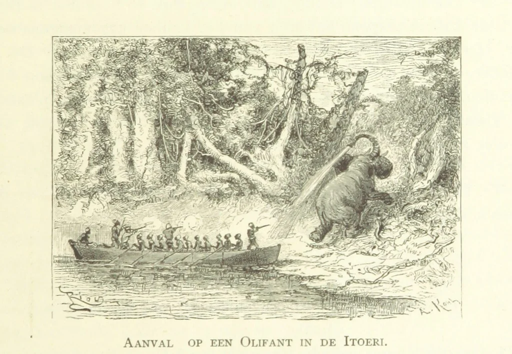 An illustration from Stanley in Afrika's donkere wildernissen, etc. [Translated from “In Darkest Afrika” by H. Tiedeman, 1890, leaf 249