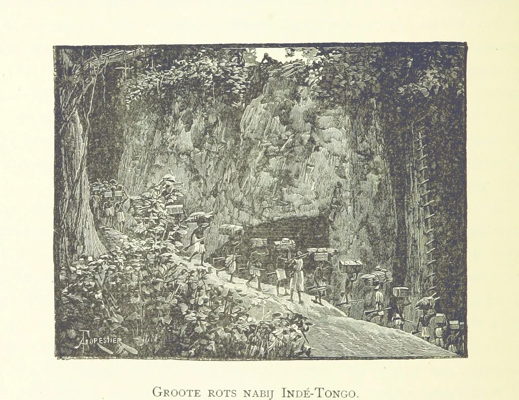 An illustration from Stanley in Afrika's donkere wildernissen, etc. [Translated from “In Darkest Afrika” by H. Tiedeman, 1890, leaf 408