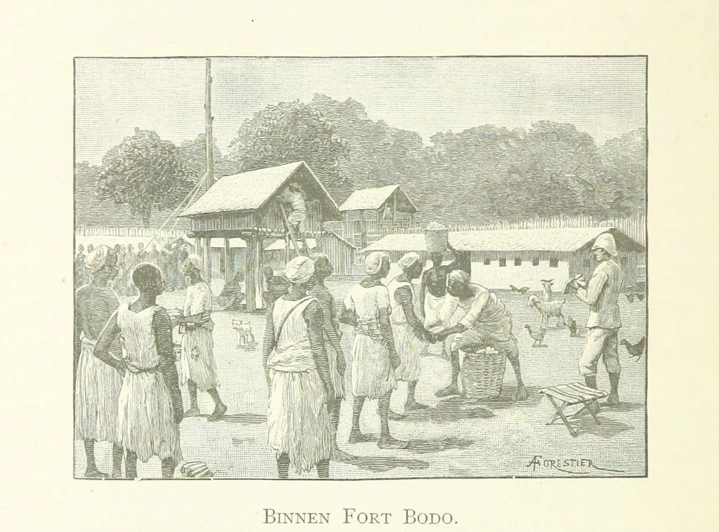 An illustration from Stanley in Afrika's donkere wildernissen, etc. [Translated from “In Darkest Afrika” by H. Tiedeman, 1890, leaf 434