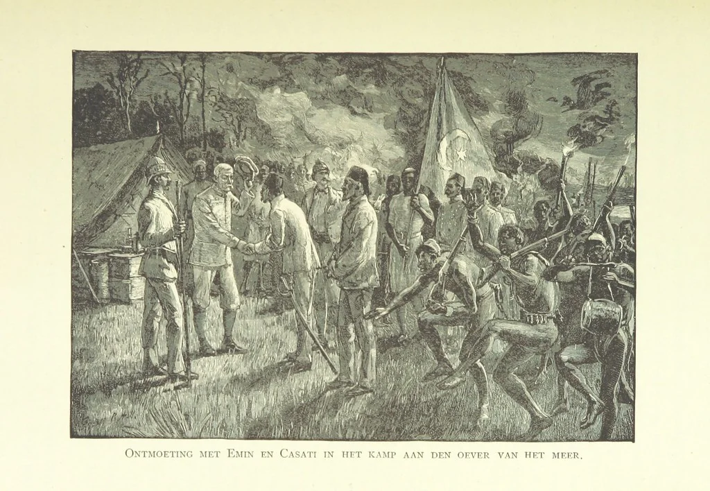 An illustration from Stanley in Afrika's donkere wildernissen, etc. [Translated from “In Darkest Afrika” by H. Tiedeman, 1890, leaf 461