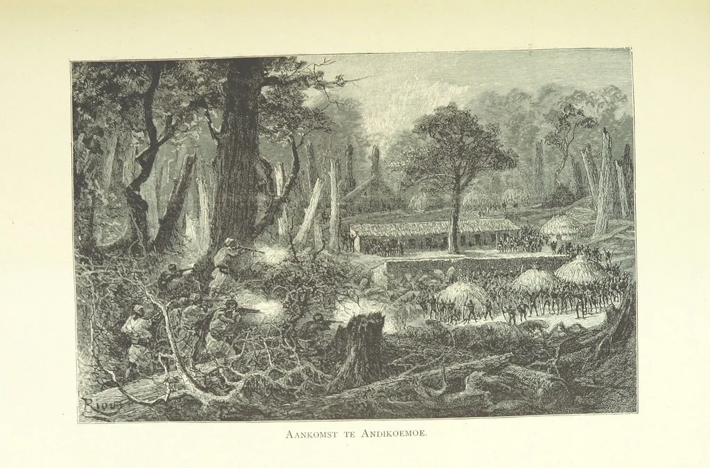 An illustration from Stanley in Afrika's donkere wildernissen, etc. [Translated from “In Darkest Afrika” by H. Tiedeman, 1890, leaf 691